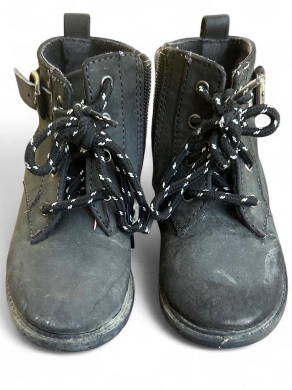 Kids Black Lace-Up Ankle Boots